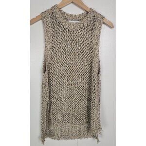 JOHN + JEN Women's Sz. L Neutral Crochet Sleeveless Sweater
